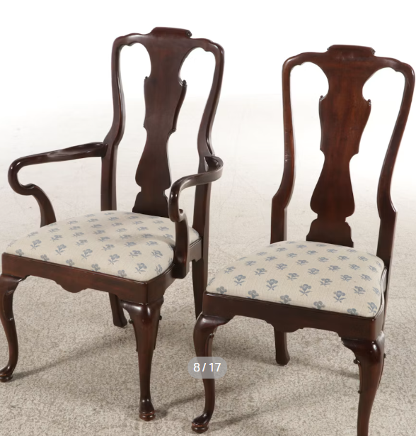 Item #1098 Henredon Banded Double Pedestal Dining Room Table with Eight Chairs