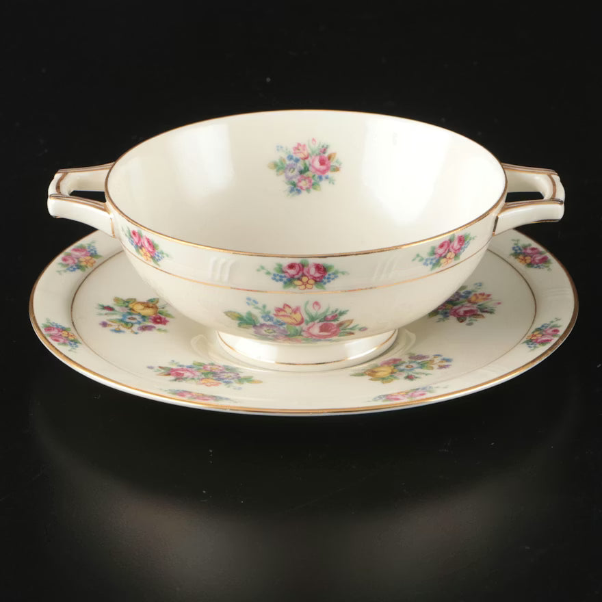 Item #644 Haas Czjzek Coronado Porcelain Soup Bowls and Saucers