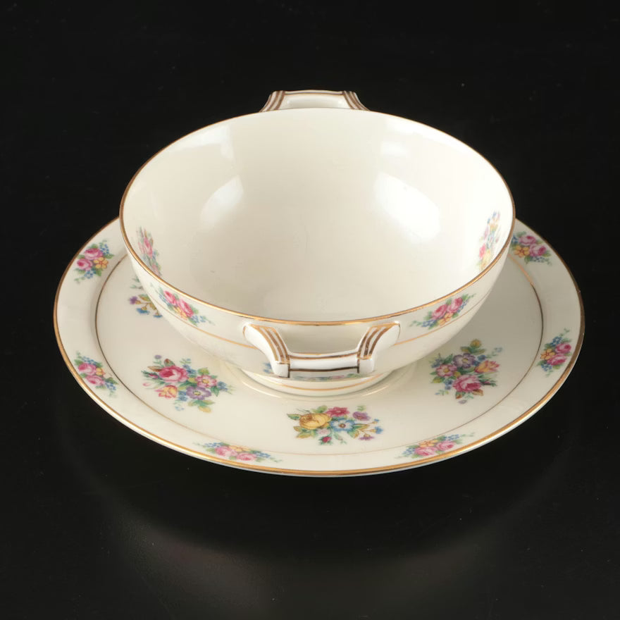 Item #644 Haas Czjzek Coronado Porcelain Soup Bowls and Saucers