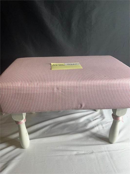 745 Antique Pink Checker Upholstered Foot Stool