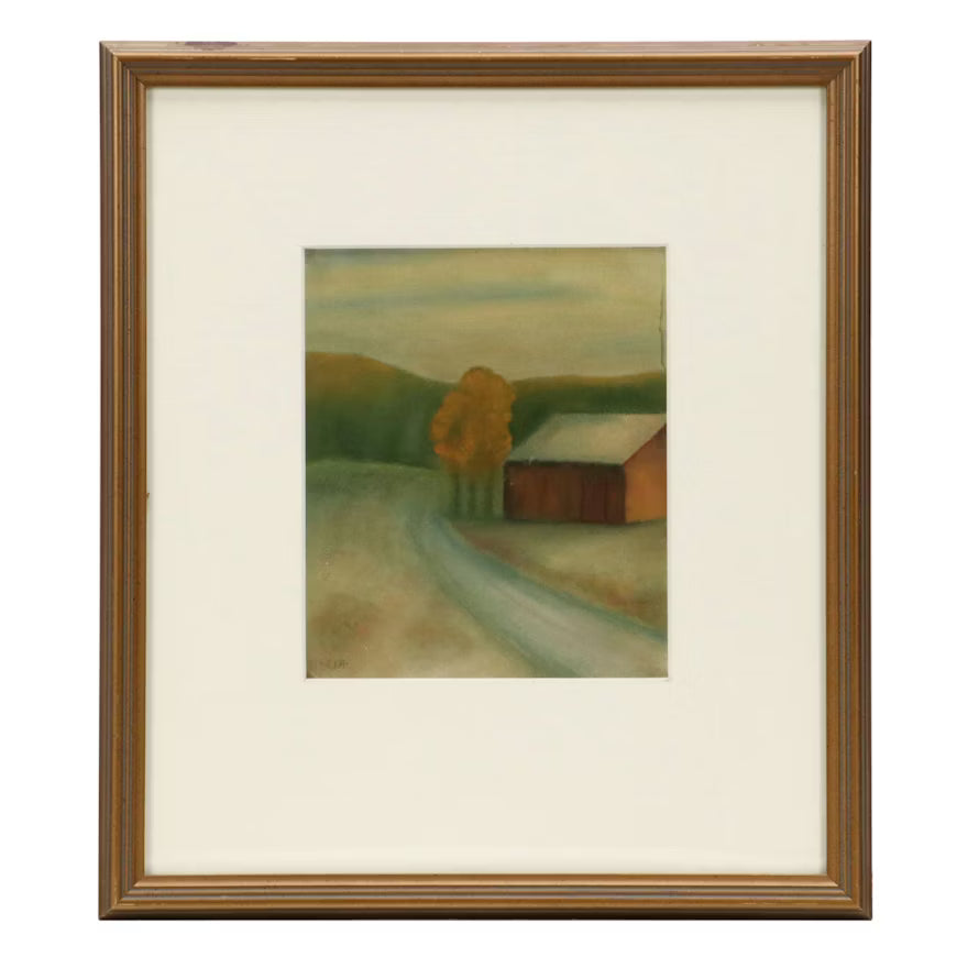 Item #643 Rural Landscape Pastel Drawing