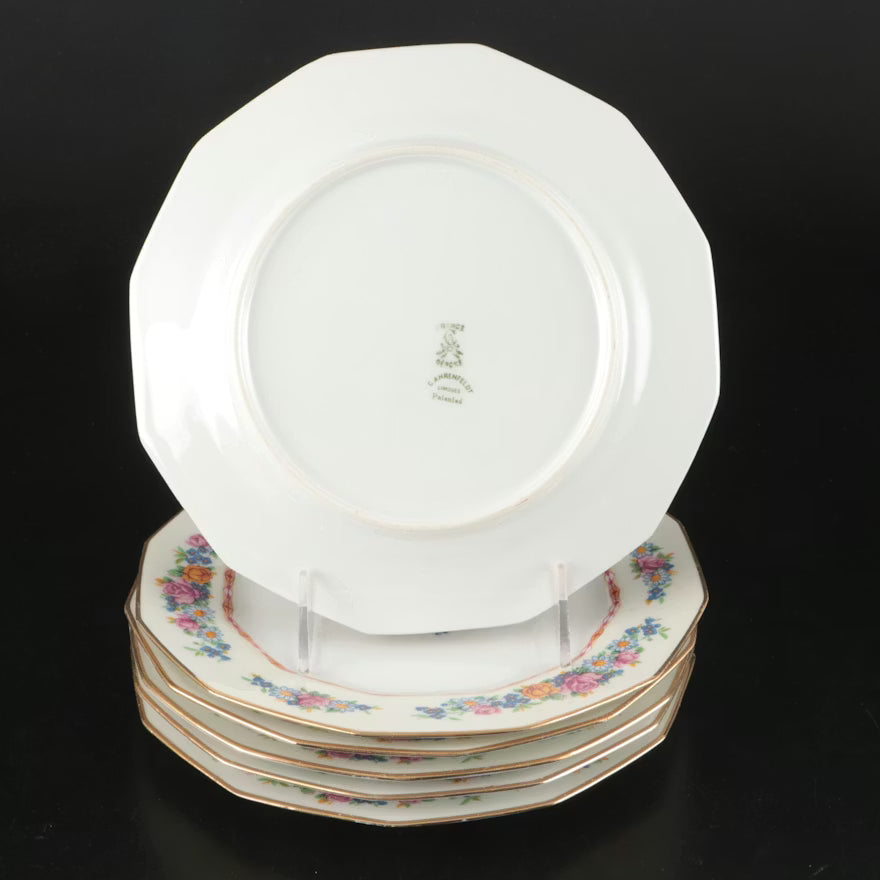 Item #645 Raynaud Limoges Gilt and Floral Porcelain with Other C. Ahrenfeldt Dinnerware