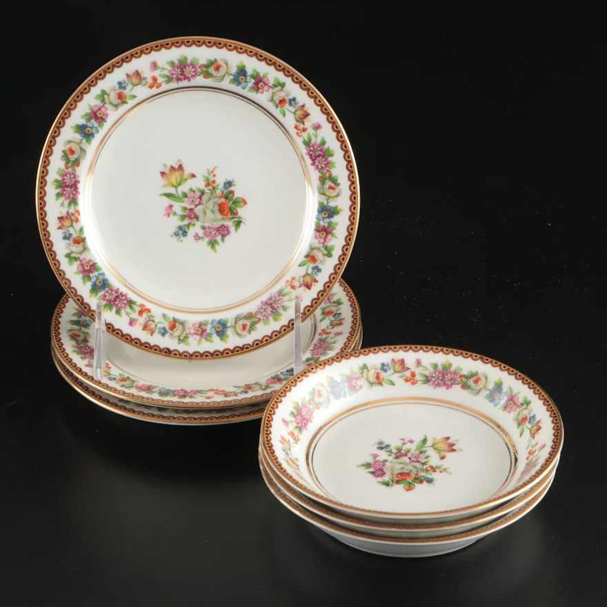 Item #645 Raynaud Limoges Gilt and Floral Porcelain with Other C. Ahrenfeldt Dinnerware