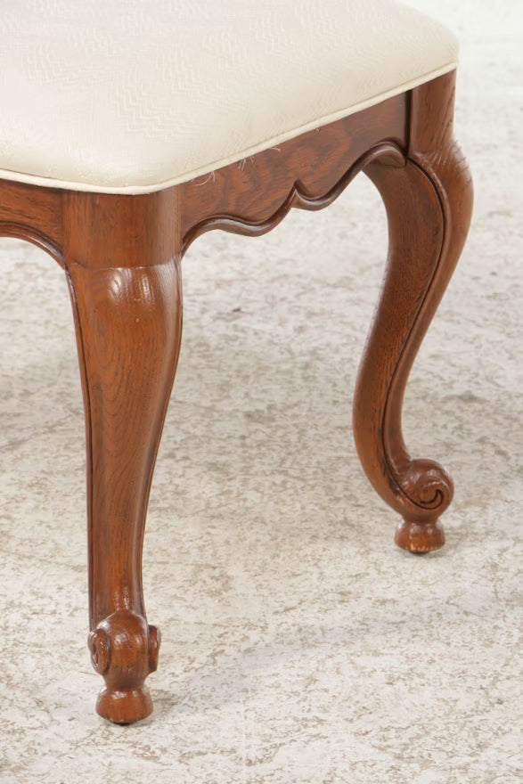 Item #579 Thomasville French Provincial Style Upholstered Oak Ottoman