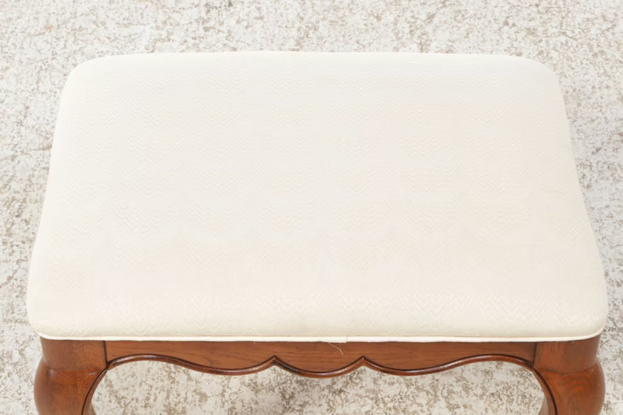 Item #579 Thomasville French Provincial Style Upholstered Oak Ottoman