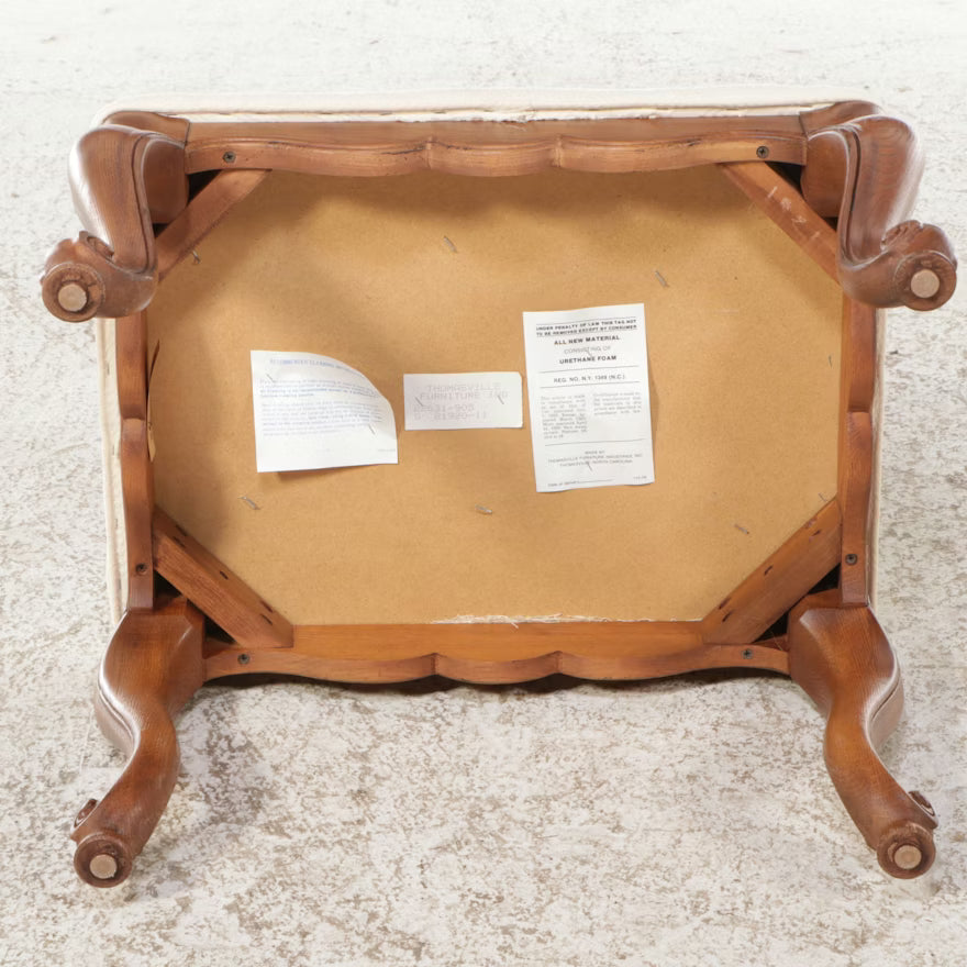 Item #579 Thomasville French Provincial Style Upholstered Oak Ottoman